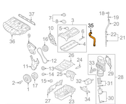 NEW AUDI A4 B7 CRANKCASE BREATHER HOSE 06F103235A