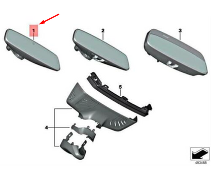 new bmw 5 g30 interior rear view ec/led mirror 6822492 51166822492 original
