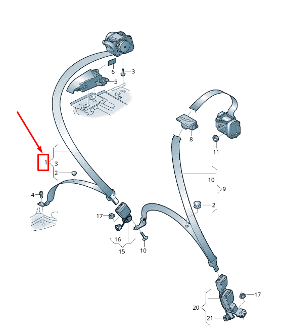 new audi a5 sportback f5 rear right seatbelt 8w8857806jxe original