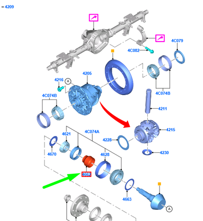 new ford transit mk4 rear axle diff pinion bearing spacer 5279301 original