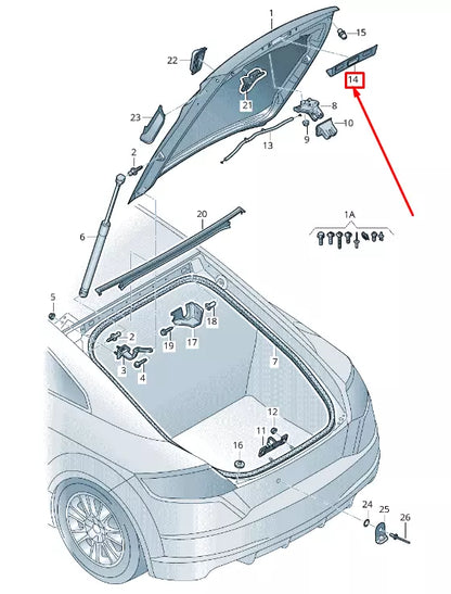 NEW AUDI TT FV REAR DECK GRIP MOLDING 8S0827574C9B9 ORIGINAL