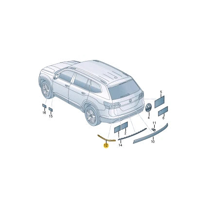 NEW VOLKSWAGEN TERAMONT REAR RIGHT BUMPER MOLDING 3CN853842C041