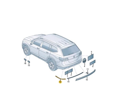 NEW VOLKSWAGEN TERAMONT REAR RIGHT BUMPER MOLDING 3CN853842C041