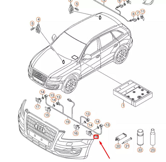 NEW AUDI Q5 8R FRONT RIGHT OUTER ULTRASOUND SENSOR SUPPORT 8R0919268L ORIGINAL