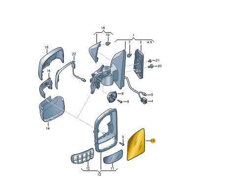 new volkswagen crafter sz front left door mirror glass 7c0857521e original