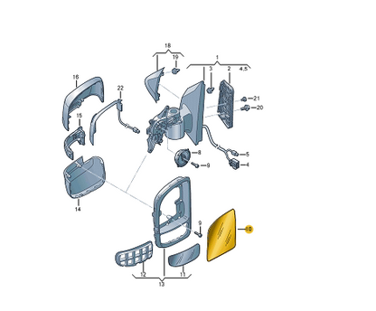 new volkswagen crafter sz front left door mirror glass 7c0857521e original