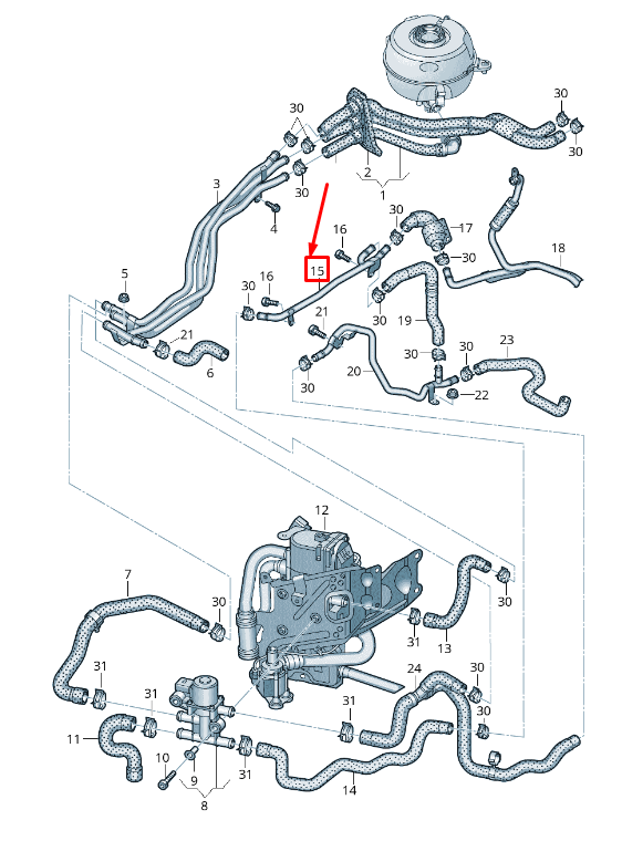 new audi a6 c8 engine coolant pipe 4k0265189e original