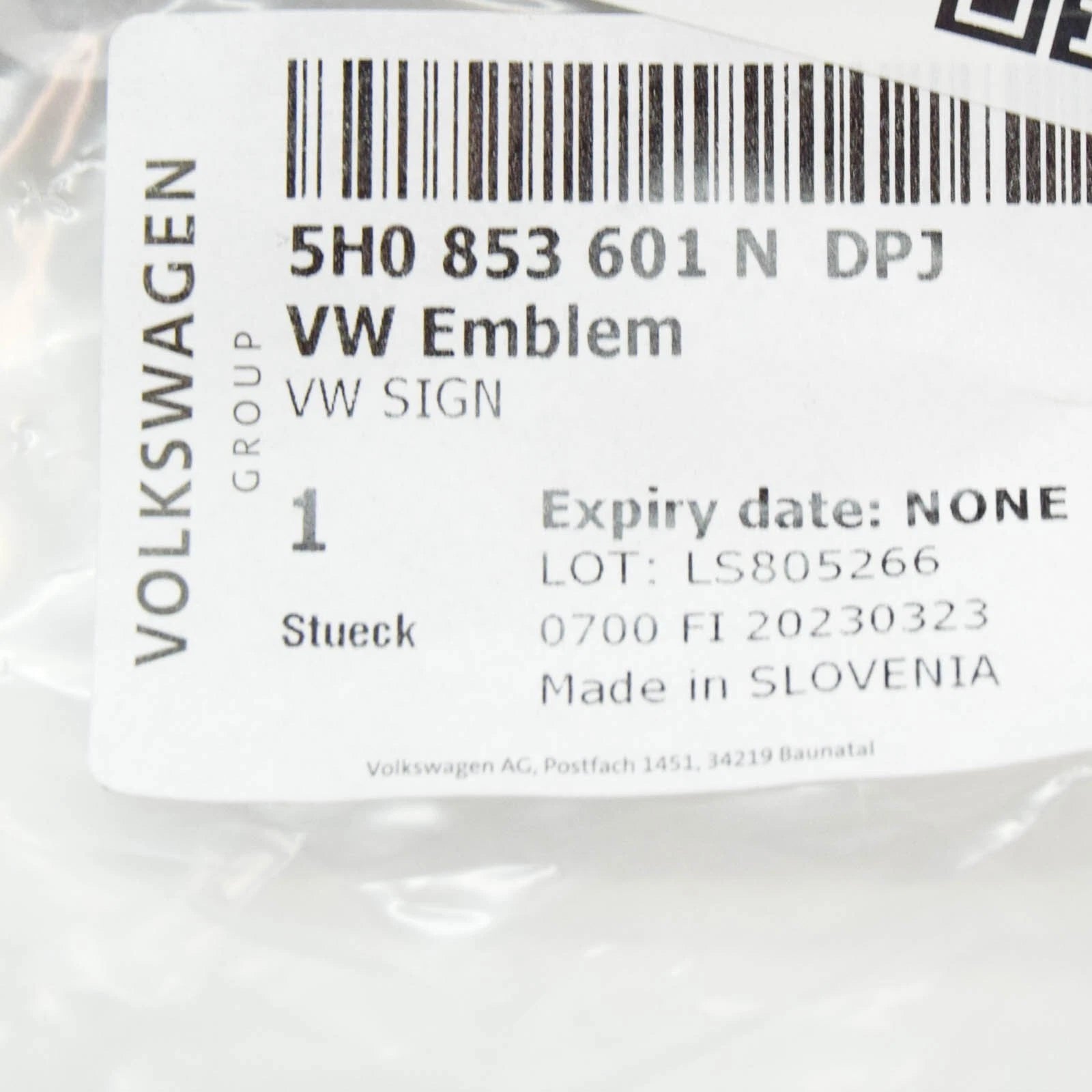 NEW VW ARTEON 3H FRONT RADIATOR GRILLE EMBLEM 5H0853601NDPJ ORIGINAL