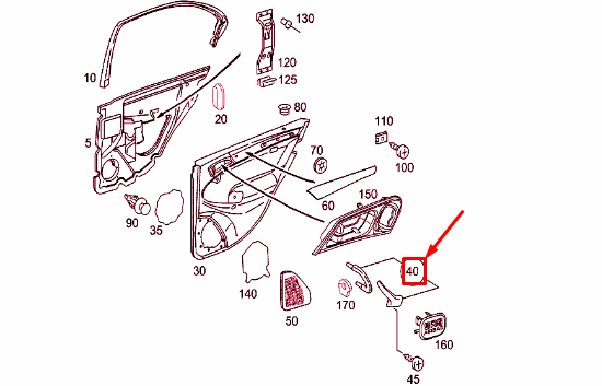 NEW MERCEDES-BENZ C W203 REAR LEFT DOOR GRAB RAIL A20381017517376 ORIGINAL
