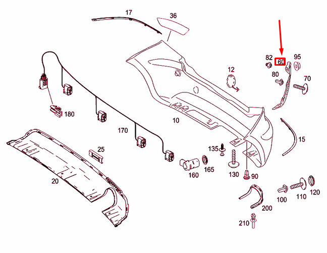 NEW MERCEDES-BENZ A W169 REAR BUMPER LEFT RAIL A1698851121 ORIGINAL