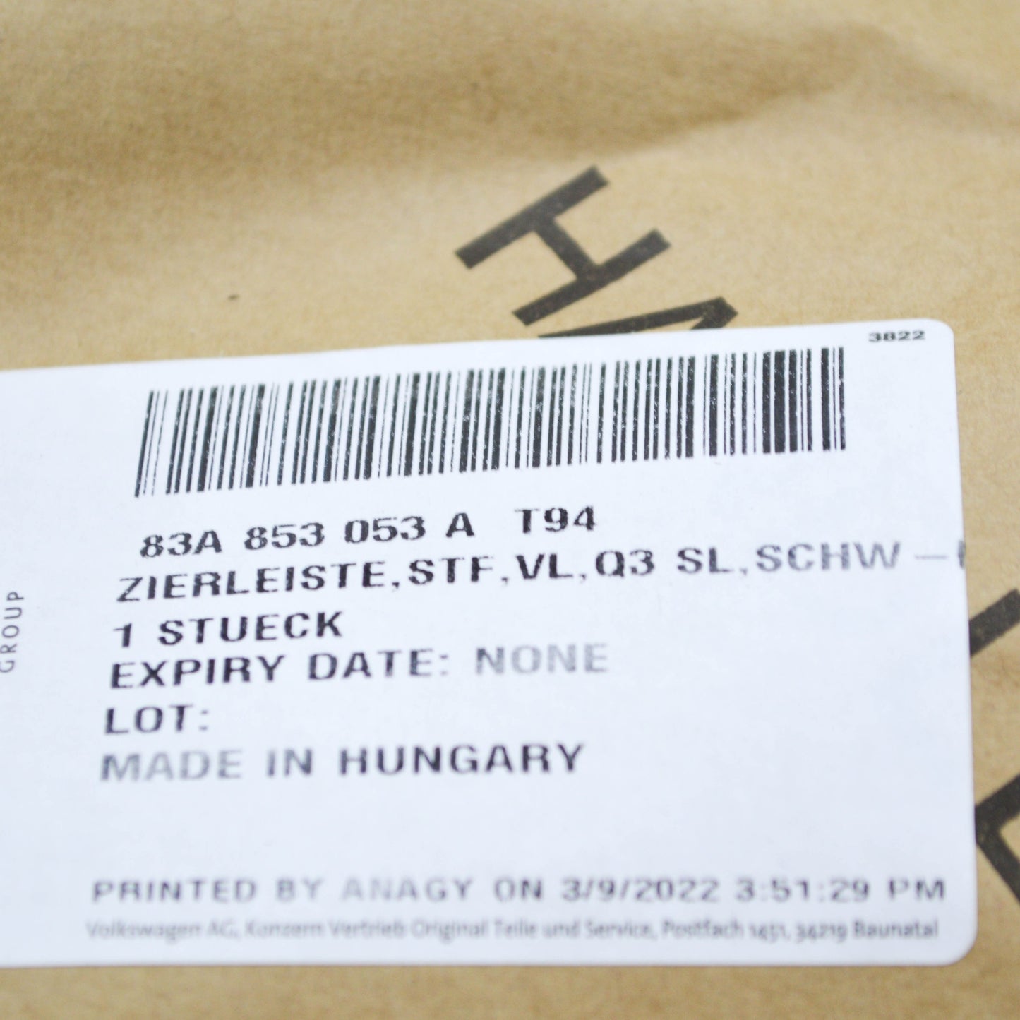 NEW AUDI Q3 F3 FRONT BUMPER LEFT TRIM 83A853053AT94 ORIGINAL