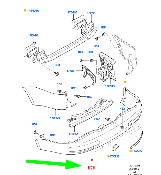 new ford galaxy mk2 rear bumper clip 5.0mm w711304-s300 1355093 original