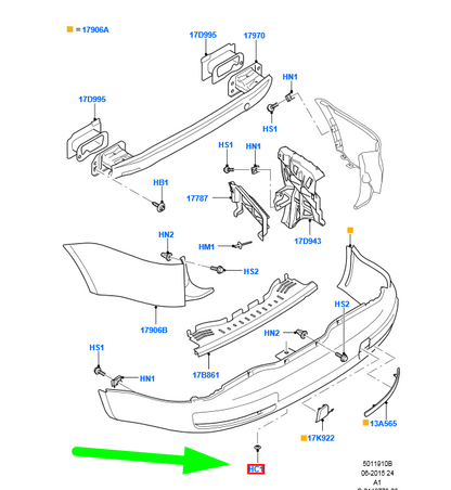 new ford galaxy mk2 rear bumper clip 5.0mm w711304-s300 1355093 original