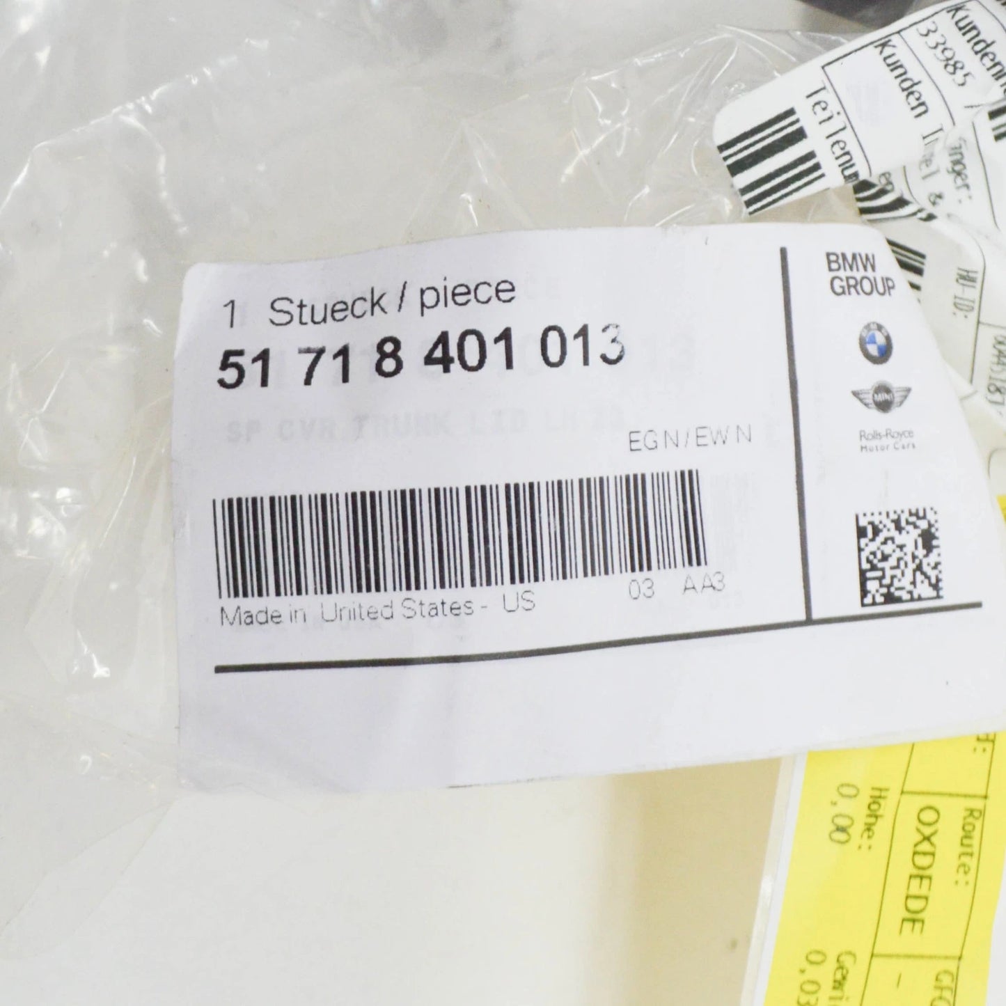 NEW BMW Z3 COUPE E36 LEFT TRUNK HINGE COVER 51718401013 8401013 ORIGINAL