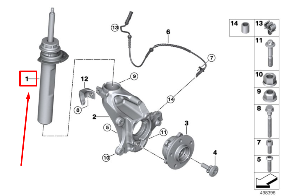 new bmw x2 f39 front right shock absorber 31306888338 6888338 original