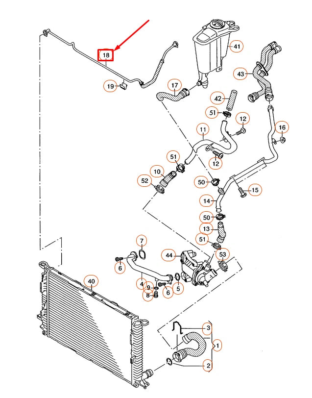 NEW AUDI A5 8T ENGINE COOLANT HOSE 8K0121164R