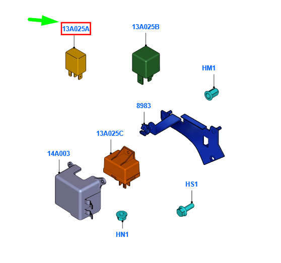new ford ka mk2 30amp relay 9s51-13a025-bc 2187655 original