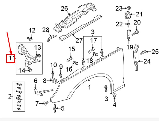 NEW AUDI A4 B9 FRONT RIGHT FENDER REINFORCEMENT BAR 8W0821136C