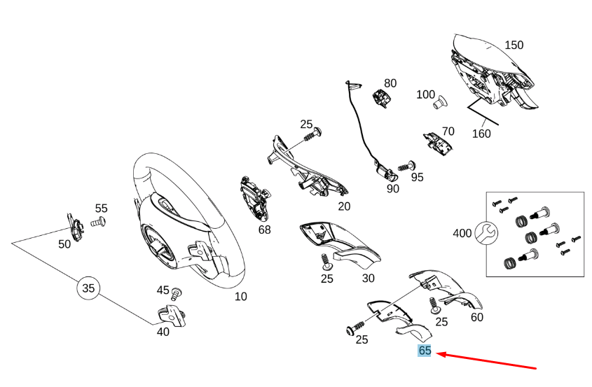 NEW MERCEDES-BENZ E W212 STEERING WHEEL COVER LOWER A2174640113642A17 ORIGINAL