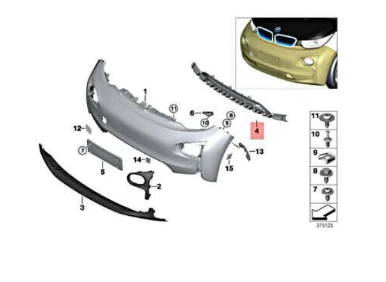 NEW BMW I3 I01 FRONT BUMPER AIR INTAKE INSERT 51117296819 ORIGINAL