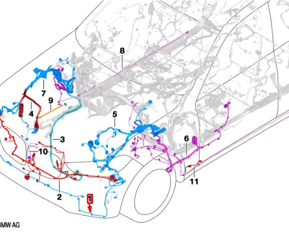 NEW BMW X7 G07 FRONT BUMPER PDC WIRING HARNESS 61128736625 ORIGINAL