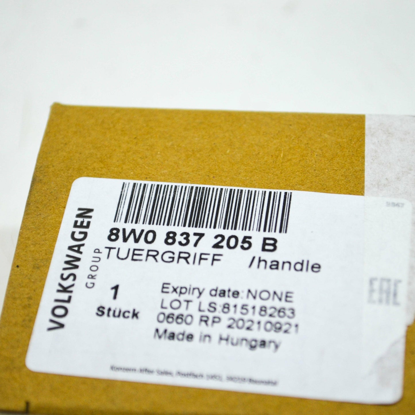 NEW AUDI A5 SPORTBACK 8W6 FRONT LEFT DOOR EXTERIOR HANDLE 8W0837205B ORIGINAL