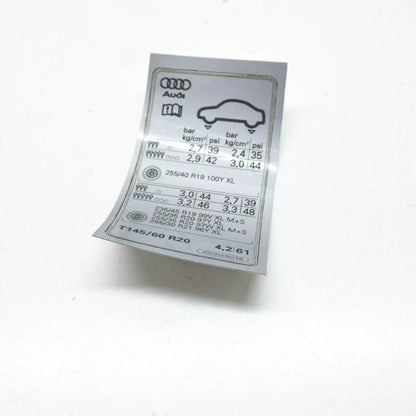 NEW AUDI A6 AVANT C7 TYRE INFLATION PRESSURE LABEL 4G0010502DE ORIGINAL
