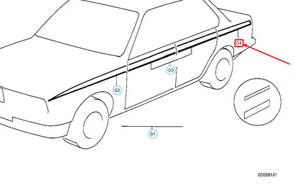 NEW BMW 5 E28 LEFT SILVER DECORATIVE STRIP 51141866645 1866645 ORIGINAL