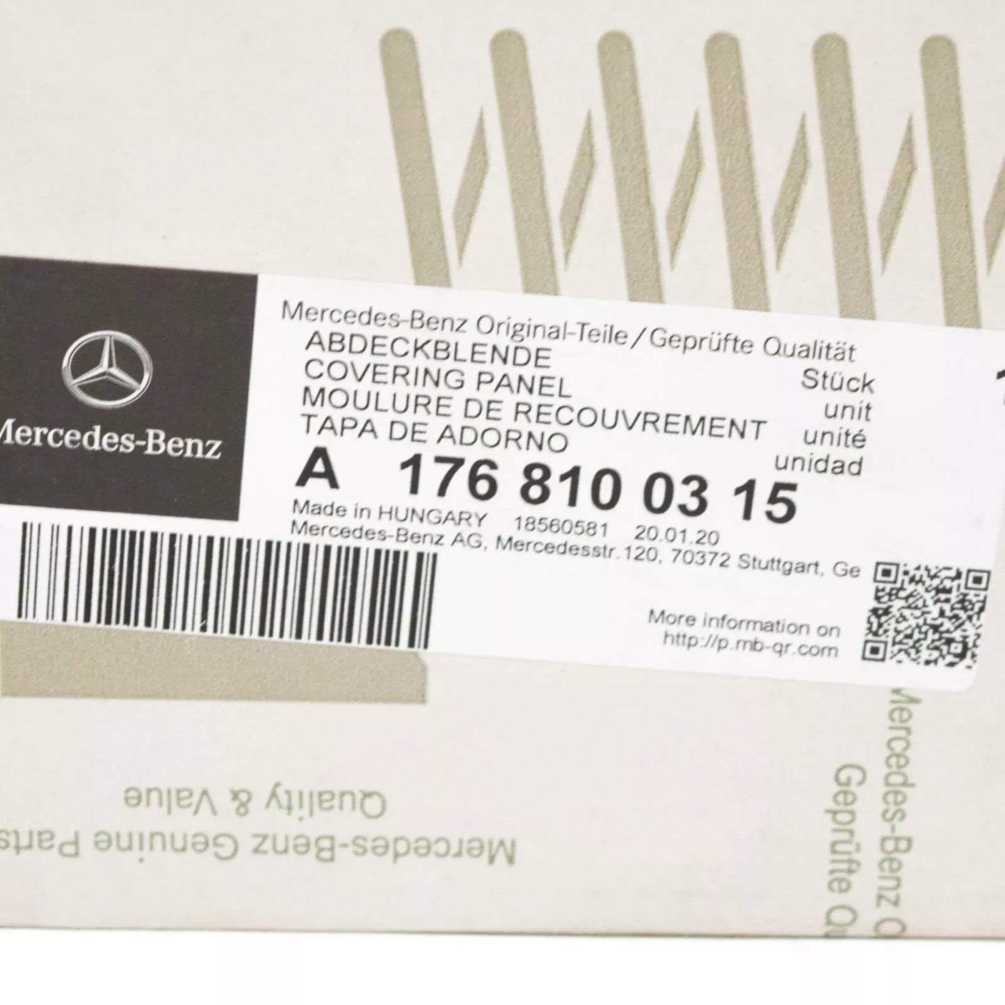 NEW MERCEDES-BENZ W176 A-CLASS LEFT WING MIRROR BLACK UNDER TRIM A1768100315