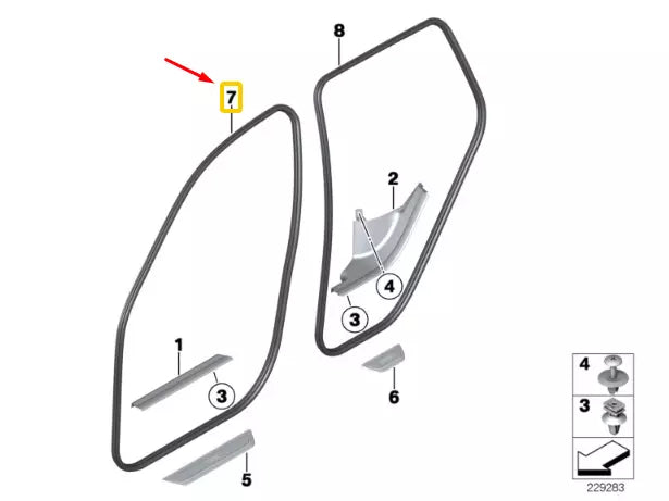NEW BMW X4 F26 FRONT DOOR SEAL EDGE PROTECTION 7380922 51727380922 ORIGINAL