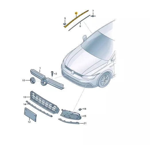 NEW VW GOLF MK8 WINDSHIELD RIGHT VERTICAL DEFLECTOR TRIM 5H0854328A ORIGINAL