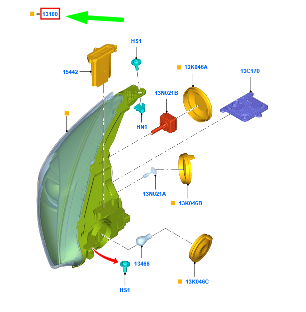 new ford focus c346 mk3 front left headlight lhd 2206024 f1eb-13006-cf original