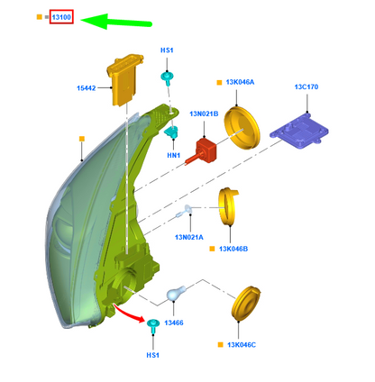 new ford focus c346 mk3 front left headlight lhd 2206024 f1eb-13006-cf original