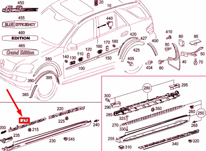NEW MB ML W164 FRONT LEFT LONGITUDINAL MEMBER RAIL A1646982727 ORIGINAL