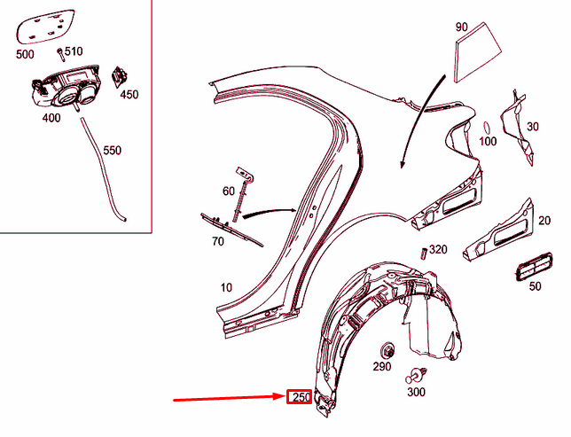 new mercedes-benz c w205 rear right wheel house covering a2056900830 original