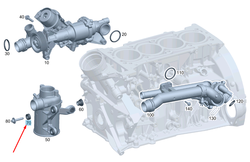 new mercedes-benz c w204 coolant pump end ring a2742010021 original