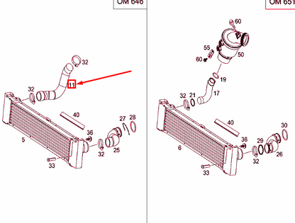 new mb vito w639 turbocharger air intercooler hose a6395283082 original
