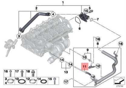 NEW BMW F20 F21 F30 COOLING SYSTEM VENT PIPE 7600589 11537600589 ORIGINAL