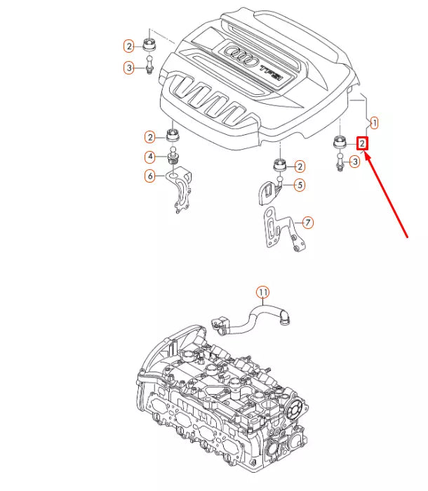 NEW AUDI A1 MK1 ENGINE COVER PUSH-ON CONNECTOR 06J103226A ORIGINAL
