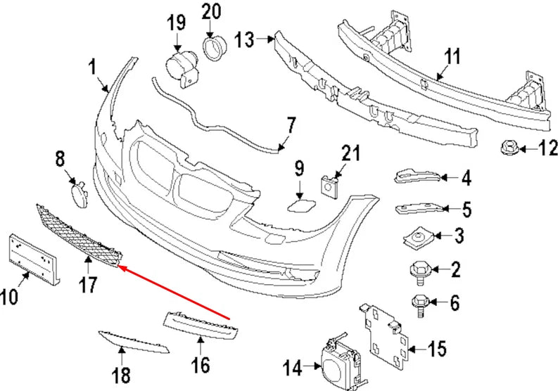 NEW BMW 3 E92 FRONT BUMPER LOWER CENTER GRILLE 51117227889 7227889 2009 ORIGINAL