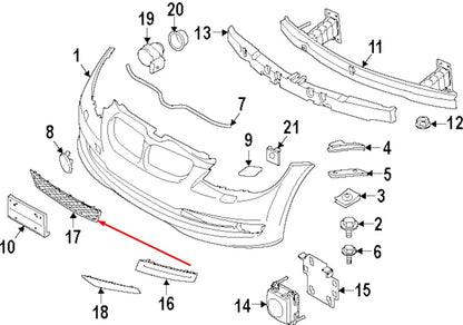 NEW BMW 3 E92 FRONT BUMPER LOWER CENTER GRILLE 51117227889 7227889 2009 ORIGINAL