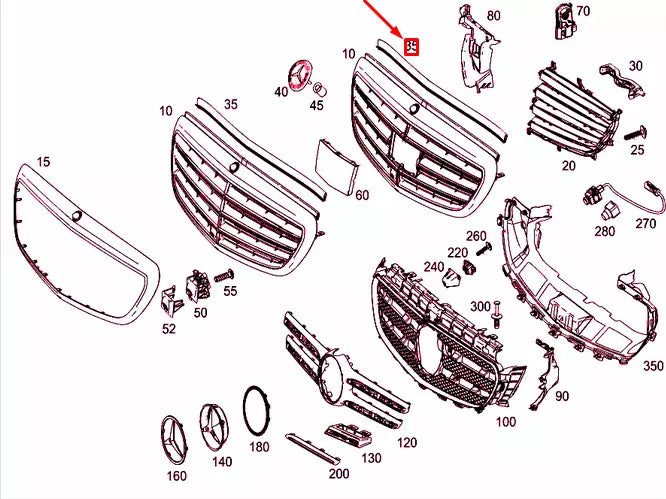 NEW MERCEDES-BENZ E W213 FRONT RADIATOR GRILLE UPPER SEAL A2136280900 ORIGINAL