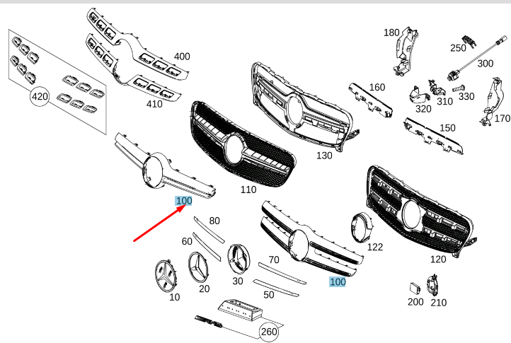new mercedes-benz gla x156 radiator grille center carrier a1568883700 original