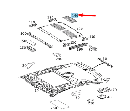 new mercedes-benz e w211 headliner sunroof cover trim a21178406448k67 original
