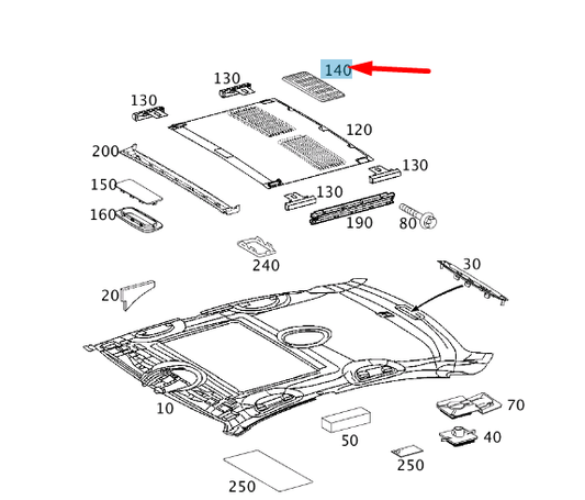 new mercedes-benz e w211 headliner sunroof cover trim a21178406448k67 original
