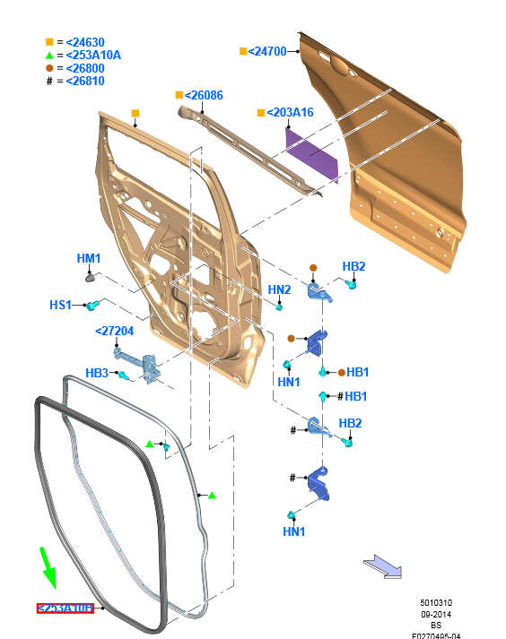 new ford kuga mk2 c520 rear door weatherstrip 2348252 cv44-s253a10-aa original