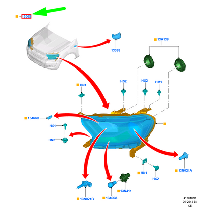 new ford ranger t6 mk3 front right headlight lhd 2019196 eb3b-13w029-jl original