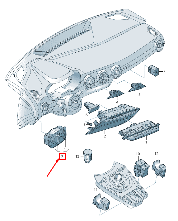 new audi tt fv headlight switch control unit 8v0941531s5pr original