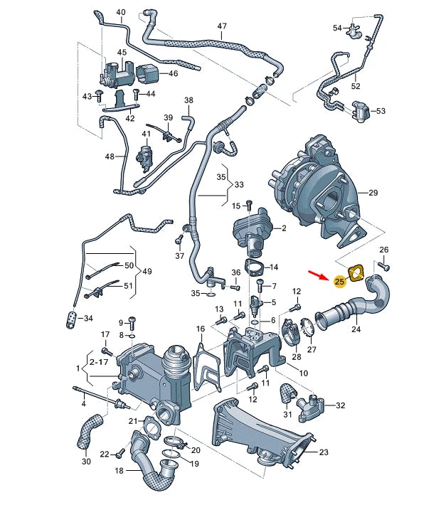 NEW VW TOUAREG 7P MK2 EGR PIPE SEAL 059131599K ORIGINAL