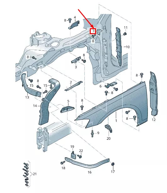 NEW AUDI A8 4N FRONT RIGHT FENDER BRACKET 4N0821472A